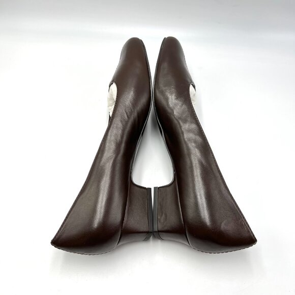 11N 11 NARROW WIDTH Trotters Womens Brown Leather Kitten Block Heels Pumps Shoes - Picture 8 of 14